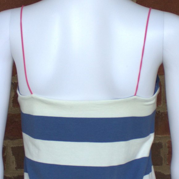 NEW | Joe Fresh | Blue & Whi Striped Cami | Built-in Bra | Hot Pink Straps | S/P - Picture 6 of 8
